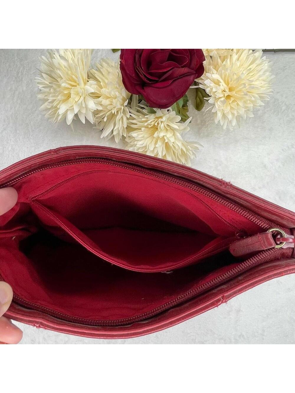Vintage Kaela Purse Handbag Pocketbook Satchel Red Burgundy - Picture 4 of 9